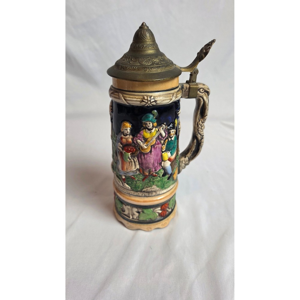 Vintage Acsons Japan Musical Beer Stein Westerwald Style Swiss Movement Tankard
